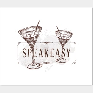 Speak Easy Martini Glasses Posters and Art